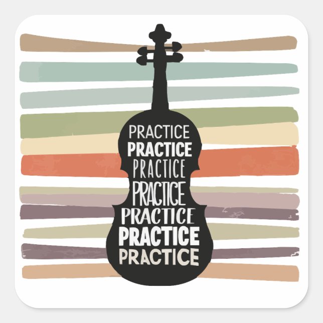 Sticker Carré violin retro (Devant)