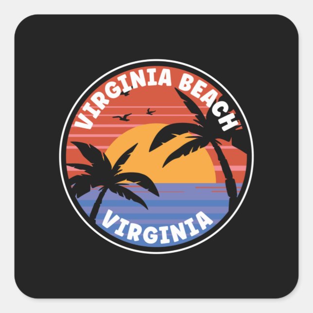 Sticker Carré Virginia Beach Virginia Sunset Paradise (Devant)
