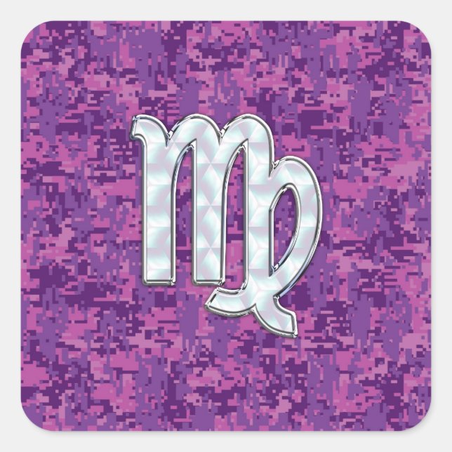 Sticker Carré Virgo Sign on Pink Fuchsia Camouflage numérique (Devant)