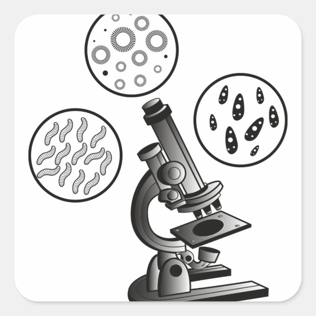 Sticker Carré Virus microscope (Devant)