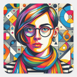Sticker Carré Visage coloré