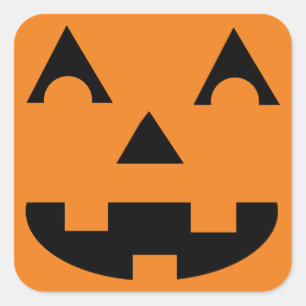 Sticker Carré Visage de citrouille de Halloween Jack-o'-lantern
