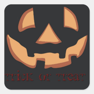 Sticker Carré Visage de citrouille pour Halloween