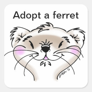 Sticker Carré Visage de Ferret comique