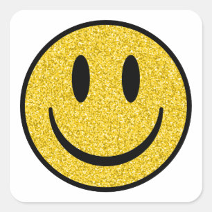 Sticker Carré Visage de sourire parties scintillant
