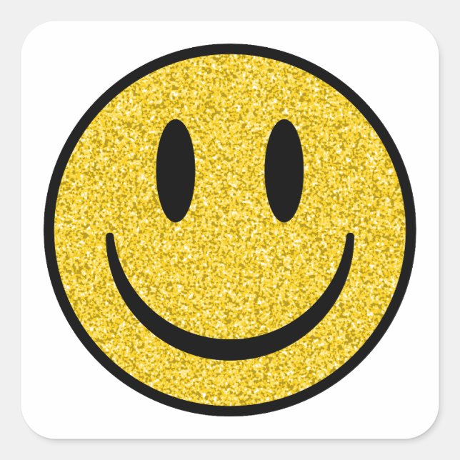 Sticker Carré Visage de sourire parties scintillant (Devant)