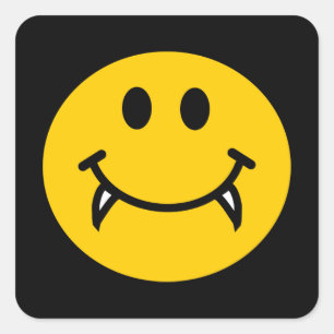Sticker Carré Visage de vampire avec des crocs