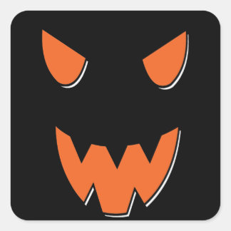 Sticker Carré Visage effrayant sur le Citrouille Halloween