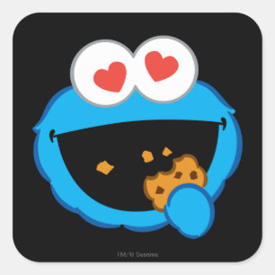 Sticker Carré Visage souriant de biscuit aux yeux en forme de co