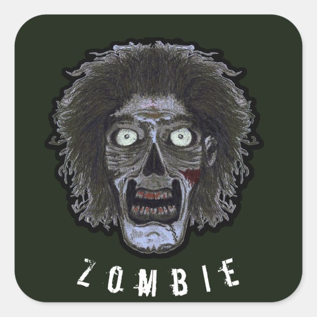 Sticker Carré Visage ZOMBIE - Visage couleur (Devant)