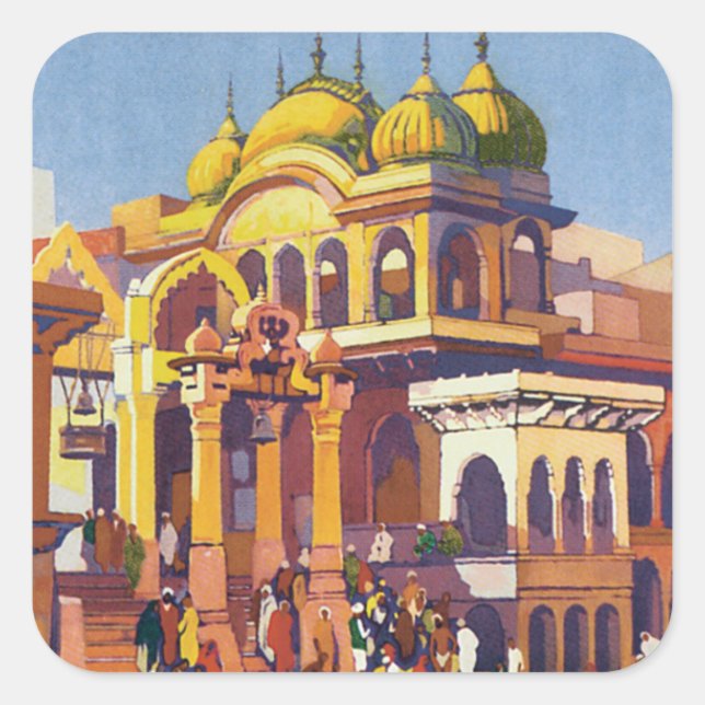 Sticker Carré Visitez India Muttra (Devant)