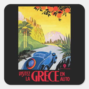 Sticker Carré Visitez La Grece en Auto