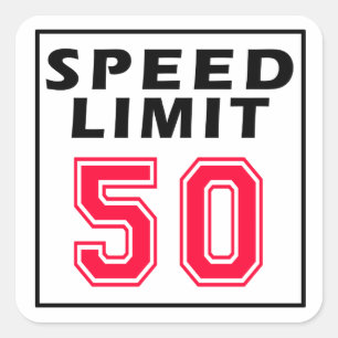 Sticker Carré Vitesse limite 50 dessins d'anniversaire