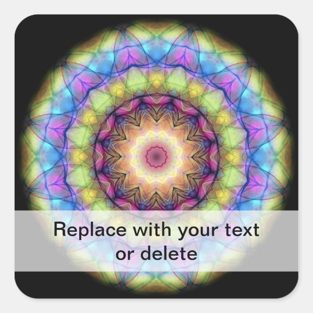 Sticker Carré Vitrail arc-en-ciel (Devant)