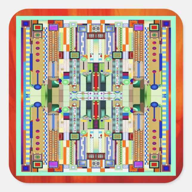 Sticker Carré Vitrail Art Déco 2 (Devant)