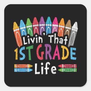 Sticker Carré Vivre la vie de CE1 - Crayon de rentrée scolaire