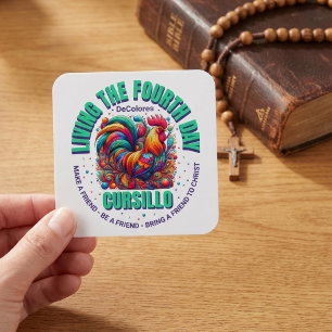Sticker Carré Vivre le quatrième jour Cursillo DeColores Coq