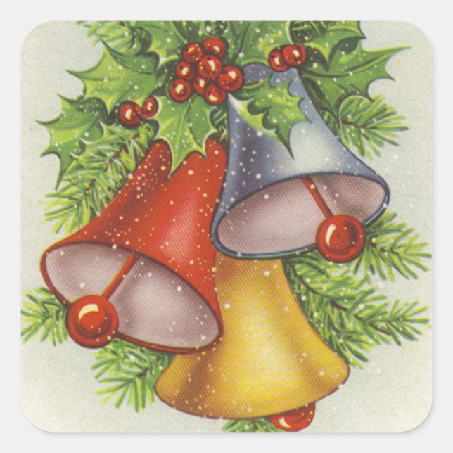 Sticker Carré Voeux de Noël Jingle Bells (Devant)