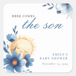Sticker Carré Voici le Baby shower du Fils