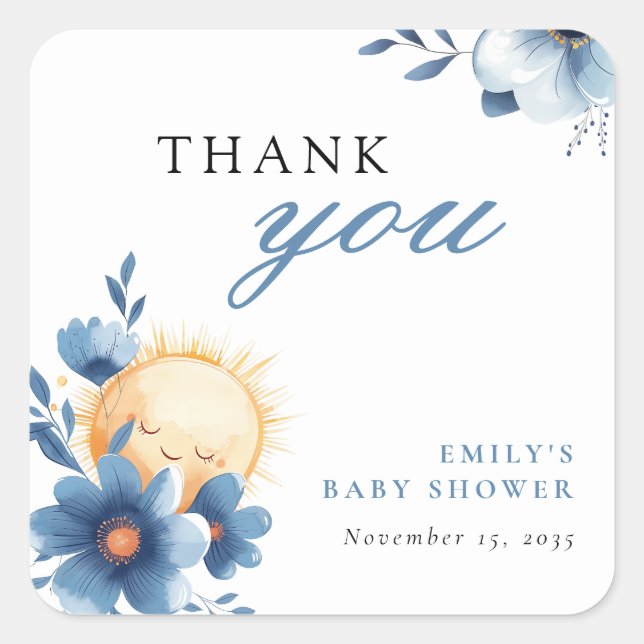 Sticker Carré Voici le Baby shower du Fils (Devant)