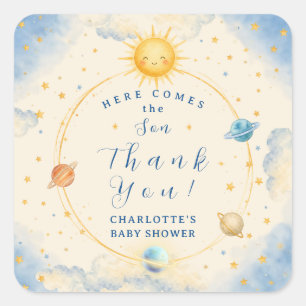Sticker Carré Voici le Fils Bébé Garçon Shower Carré