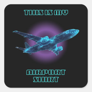Sticker Carré Voici My Airport Shirt Family Travel