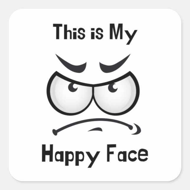 Sticker Carré Voici My Happy Face Stiker (Devant)