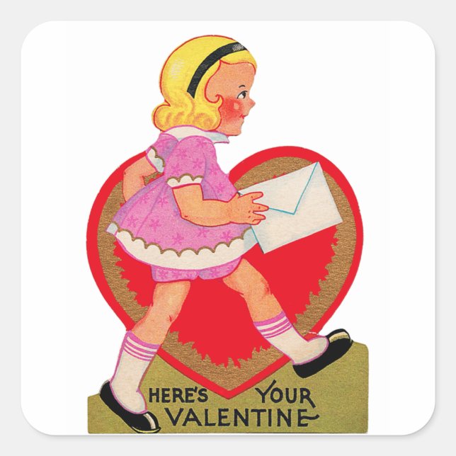 Sticker Carré Voici votre Valentine Girl (Devant)