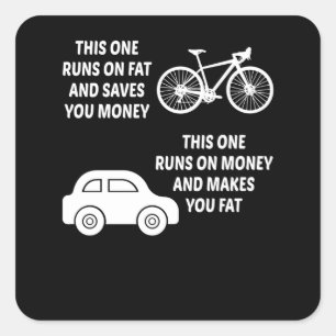 Sticker Carré Voiture à vélo Économiser de l'argent Cycliste