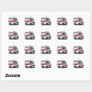 Sticker Carré Voiture Ambulance Carton