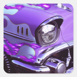 Sticker Carré Voiture classique : Chevrolet avec hotte flambante