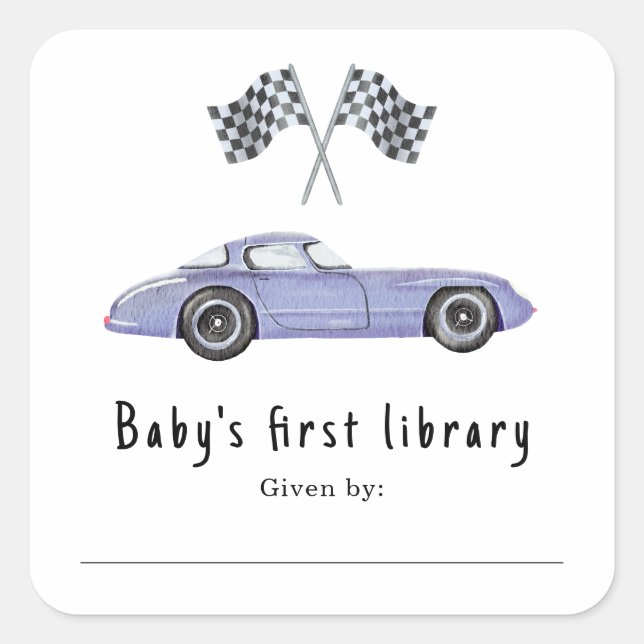 Sticker Carré Voiture de course - Première bibliothèque de bébé (Devant)