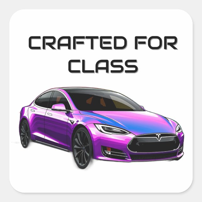 Sticker Carré Voiture électrique avec éclaboussures de couleur v (Devant)