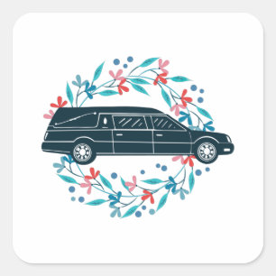 Sticker Carré Voiture Floral Hearse