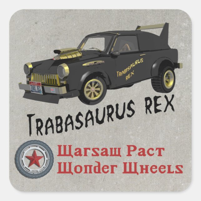 Sticker Carré Voiture Trabant Est Allemande Personnalisée (Devant)
