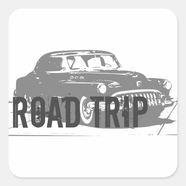 Sticker Carré Voiture Vintage Voyage (Devant)