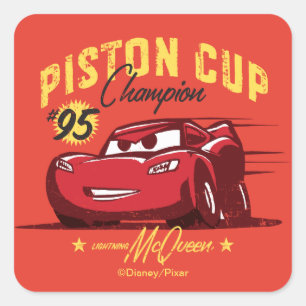 Sticker Carré Voitures 3   Lightning McQueen - #95 Coupe Piston 