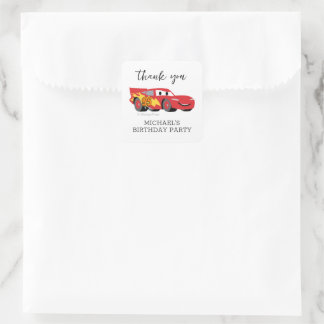 Sticker Carré Voitures - Lightning McQueen Anniversaire - Merci