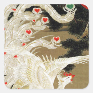 Sticker Carré VOL AMOUR PHOENIX, Plumes, Coeurs Saint-Valentin