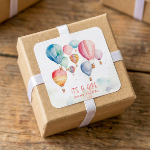 Sticker Carré Voler des montgolfières c'est une fille papier amu