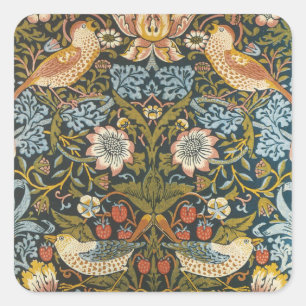 Sticker Carré Voleurs de fraises motif antique William Morris