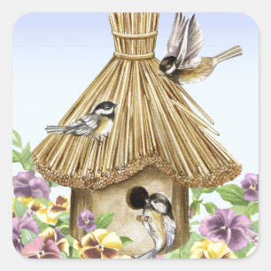 Sticker Carré Volière de Chickadees
