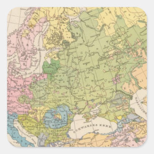 Sticker Carré Volkerkarte von Europa, Carte de l'Europe