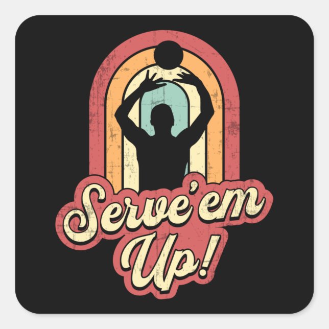 Sticker Carré Volleyball Serve'em up Beach Volleyball (Devant)
