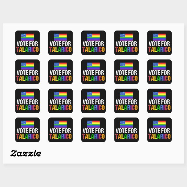 Sticker Carré Vote Arc-en-Ciel pour Talarico Élection 2026 (Feuille)