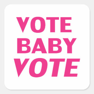 Sticker Carré Vote bébé vote chaud rose magenta blanc