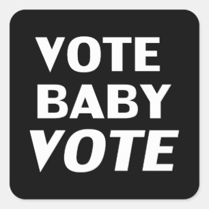Sticker Carré vote bébé vote noir & blanc
