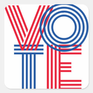 Sticker Carré VOTE Bleu rouge rayé