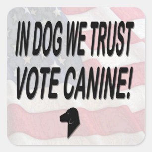 Sticker Carré Vote Dog avec drapeau américain