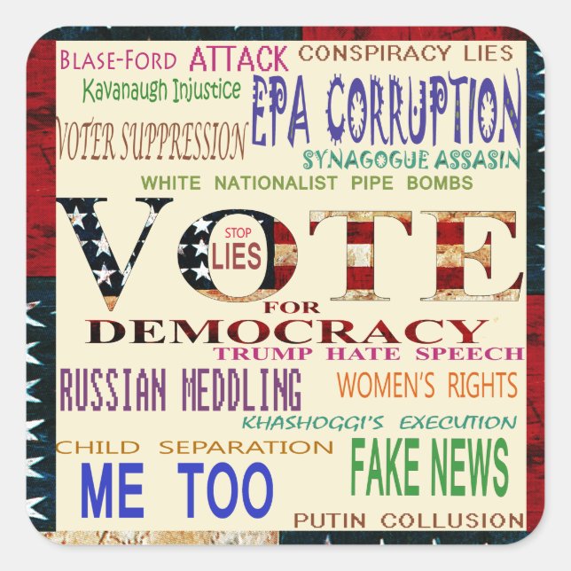 Sticker Carré Vote pour la démocratie (Devant)